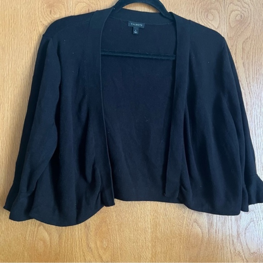 Talbots size large black 3/4 sleeve open front coverup